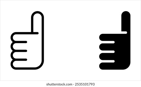 Symbol-Set mit Daumen nach oben. Es enthält wie, Favorit, editierbarer Vektorstrich auf weißem Hintergrund