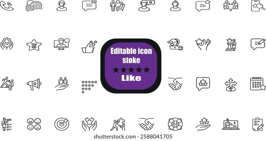 Thumb-up icon set. It includes like, favorite