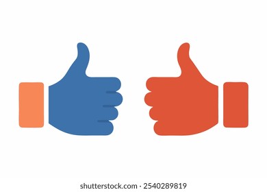Thump Up and Thump Down Hands vector sign in flat style on white background