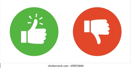 Thump Up and Thump Down Hands  vector sign in flat style