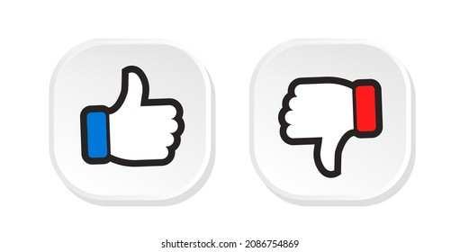 Thump Up and Thump Down or Like and Dislike buttons Hands - vector illustration