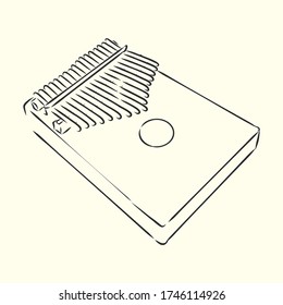 Thump piano or kalimba Mbira or thumb piano isolated on white vector cartoon icon illustration. African musical instrument. Kalimba vector sketch illustration