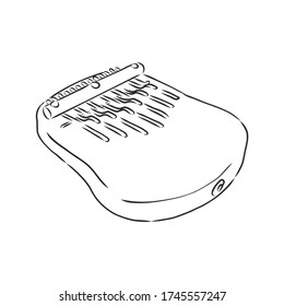 Thump piano or kalimba or thumb piano isolated on white vector cartoon icon illustration. Kalimba, vector sketch illustration