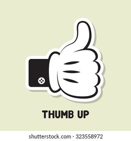 Thump up. Vector illustration. Sticker design