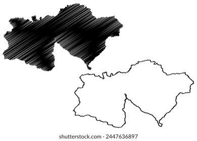 Thun District (Switzerland, Swiss Confederation, Canton of Bern or Berne) map vector illustration, scribble sketch Verwaltungskreis Thun map