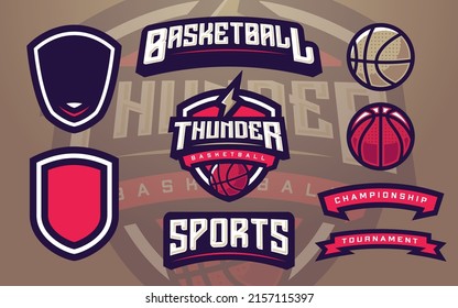 Thunder Basketball Club Logo Template Creator For Sports Team