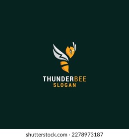 Thunder bee logo icon design template. vector luxury