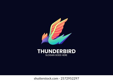 Thunder Bird Gradient Colorful Logo. Vector Illustration