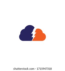 Plantilla de diseño de logotipo de potencia de concepto en negrita. Logo de concepto de forma de nube trucada. Logo de negrita de truenos eléctricos