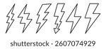 Thunder Bold Lightning Flash icons, Lightning bolt icon. Vector lightning logo electric, set of thunder and lightnings. Lightning bolt signs, Lightnings icon set illustration. EPS 10.