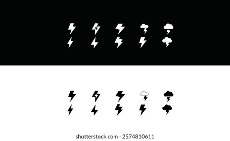 Thunder Bold Lightning Flash icons, Lightning bolt icon. Vector lightning logo electric, set of thunder and lightnings. Lightning bolt signs, Lightnings icon set illustration.