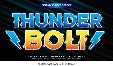 Thunder Bolt editable text effect Template with electric Blue text style theme