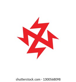 thunder bolt energy circle geometric line logo vector