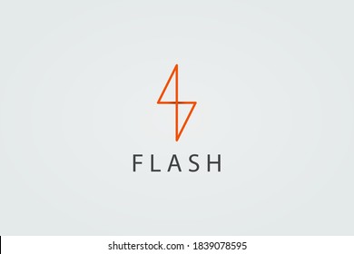 Thunder Bolt Flash Icon Initial Letter S Electricity Logo. Red Geometric Shape Linear Style isolated on Grey Background. For Business and Technology Logos. Flat Vector Logo Design Template Element.