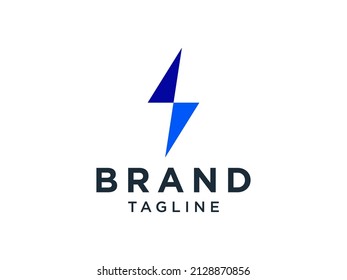 Thunder Bolt Flash Icon Initial Letter S Electricity Logo. Blue Geometric Shape Origami Style isolated on White Background. For Business and Technology Logos. Flat Vector Logo Design Template Element.