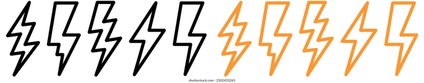 Thunder bolt flash icon line art, yellow flash lightning bolt icon - Electric power icon symbol - Power energy icon sign. vector illustration.