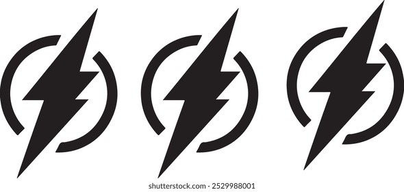 ícono del relámpago del perno del trueno, ícono del relámpago de la silueta - símbolo del icono de la energía eléctrica - signo del icono de la energía eléctrica. Ilustración vectorial