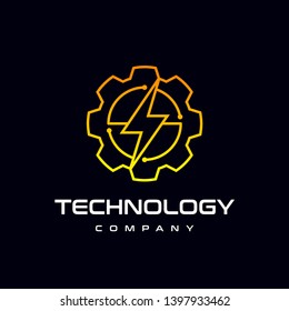 Thunder Bolt Gear Cogwheel Vector Logo. This graphic is suitable for factory, flash, electric, technology, mechanic.