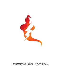 Thunder bolt Genie Logo Design. Magic Fantasy genie concept logo.