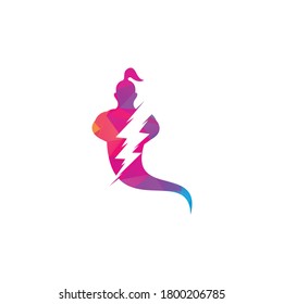 Thunder bolt Genie Logo Design. Magic Fantasy genie concept logo.