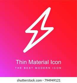 Thunder bolt hand drawn shape outline red and pink gradient material white icon minimal design