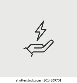 thunder bolt in hand vector icon strong