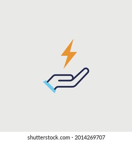thunder bolt in hand vector icon strong