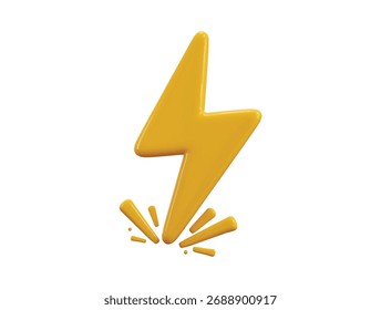Thunder parafuso ícone 3d renderizar conceito de energia thunderbolt, relâmpago flash, perigo e poder simples raio greve emblema 3d poderoso ícone de carga vetor ilustração