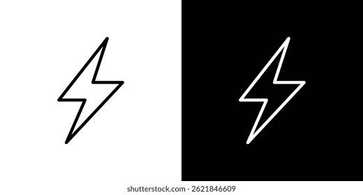 Thunder bolt icon concept stroke on white background