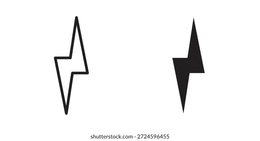 Glifo de icono de perno de trueno y concepto de símbolo de línea delgada de conjunto de líneas.
