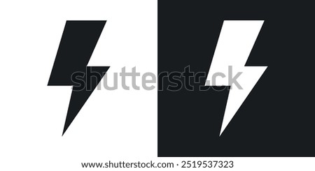 Thunder bolt icon icons in black and white filled style