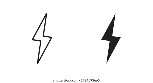 Thunder bolt icon with line and silhouette versions.