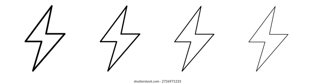 Icono de perno de trueno en estilo de línea de trazo moderno. Vector 10 eps