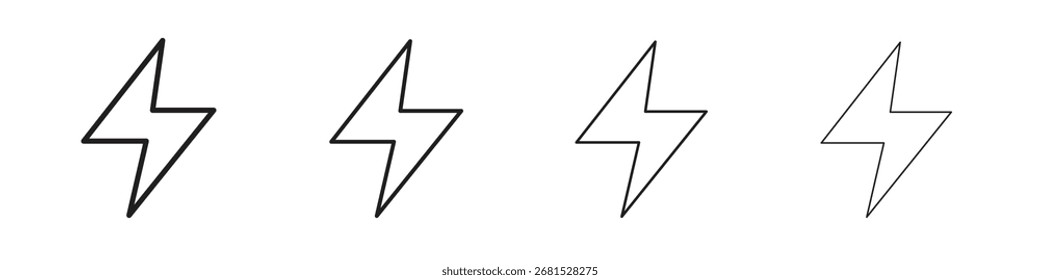 Thunder ícone de parafuso contorno de vetor pack. Melhor para web, celular, interface do usuário