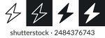 Thunder bolt icon set. power energy lightning vector symbol. Electric current pictogram.