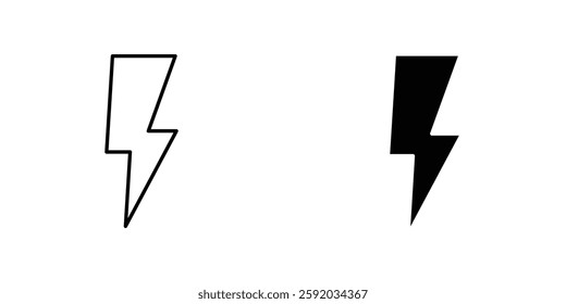 Thunder bolt icon symbol collection on white background.