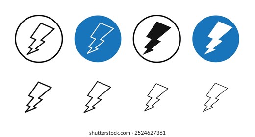 Thunder bolt icon Thin line art collection