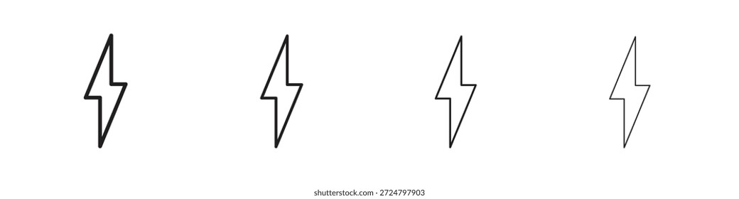 Iconos de perno de trueno línea colección de Vector. Icono de Vector perfecto de píxeles