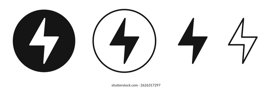 Thunder bolt icons in solid black and outlined style