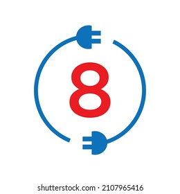 Thunder Bolt Letter 8 Electricity Logo. Electric Industrial, Power Sign Electric Bolt On 8 Letter Logo Vector Power Energy, Lightning, Electricity, 