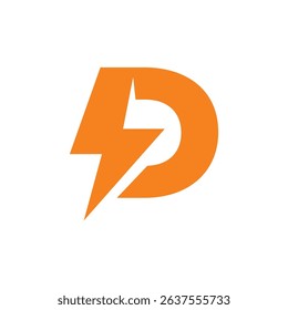 Thunder Bolt And Letter D logo Design