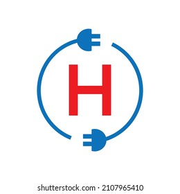 Thunder Bolt Letter H Electricity Logo. Electric Industrial, Power Sign Electric Bolt On H Letter Logo Vector Power Energy, Lightning, Electricity, 