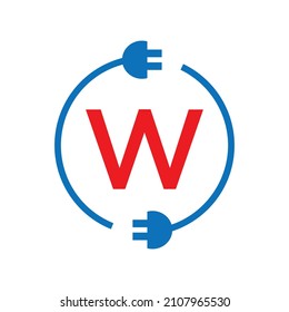 Thunder Bolt Letter W Electricity Logo. Elektrische Industrie, Stromsignatur-Strombolzen auf W-Buchstaben Logo, Vektorenergie, Blitz, Strom, 