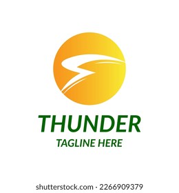 Thunder and Bolt Lighting Flash With Circle Logo Design Template.