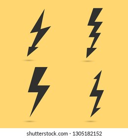 Thunder and bolt lighting. Flash icon isolated on transparent background. Graphic symbol element.
