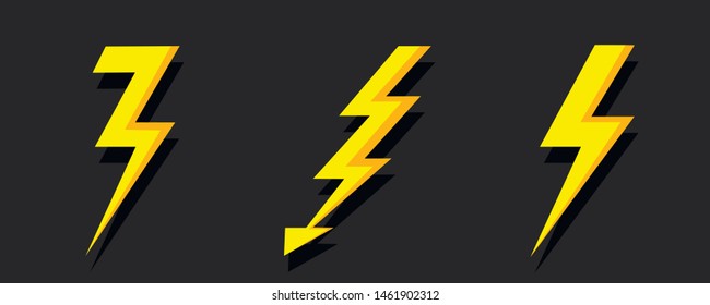 Thunder Bolt Lighting Flash Icon isolated on white background. Electrical discharge. Vector lightning