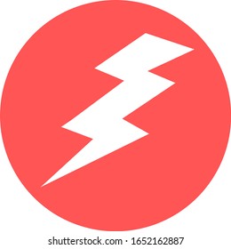 Thunder or Bolt Lighting Flash Icon. Flat Style on red Background. Lightning icon. Vector symbol. Thunder logo