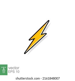 Icono de destello de iluminación de truenos y pernos. Estilo plano sobre fondo blanco. Ilustración vectorial aislada. EPS 10.