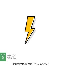 Icono de destello de iluminación de truenos y pernos. Estilo plano sobre fondo blanco. Ilustración vectorial aislada. EPS 10.