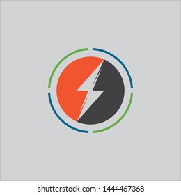 Thunder and Bolt Lighting Flash Icons Set. Flat Style on Background. Vector